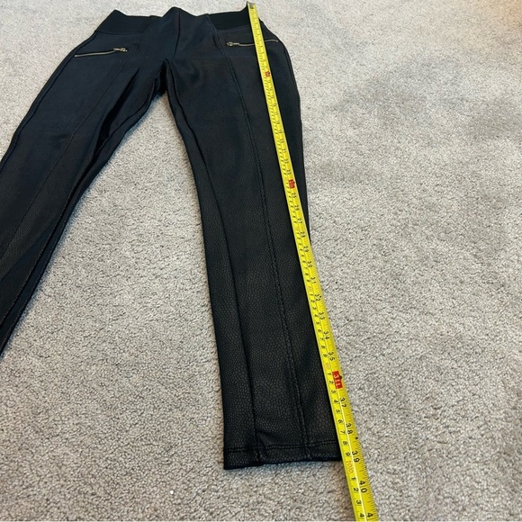 Revamped black faux leather high waisted zipper moto leggings pants - Picture 12 of 13